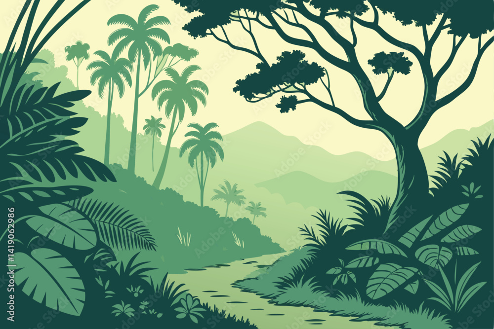 Naklejka premium jungle background for video vector illustration.