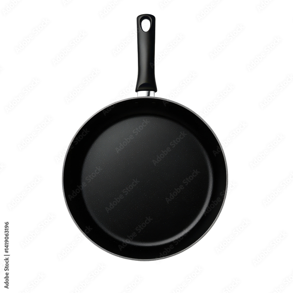 Black plastic frying pan isolated on a Transparent background for kitchen and cooking use, Plastic pan isolated on white Black plastic frying pan isolated on a Transparent background for kitchen and cooking use, Plastic pan isolated on white