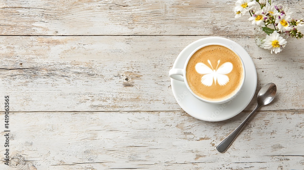 Delicate latte art shaped like a beautiful butterfly with high contrast lighting that beautifully highlights the intricate foam details A visually stunning and creative cafe creation Delicate latte art shaped like a beautiful butterfly with high contrast lighting that beautifully highlights the intricate foam details A visually stunning and creative cafe creation