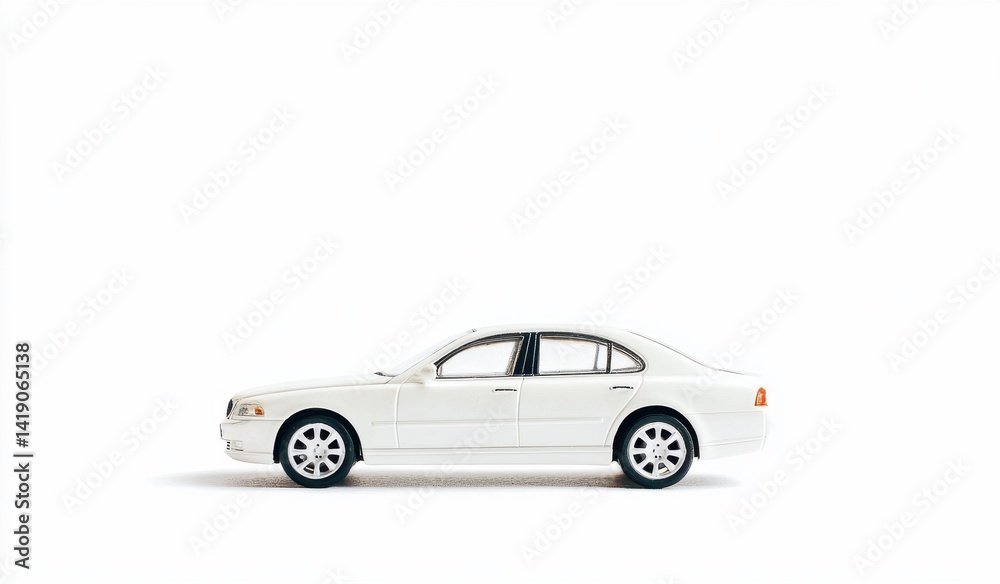 White Compact Car Model on White Background for Automotive Designs White Compact Car Model on White Background for Automotive Designs