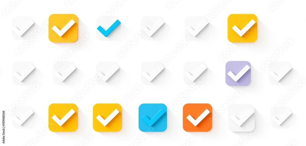 Set of simple checkmark icons in flat style, isolated on white background Perfect for checklist, approval, or completion concepts, approval mark, design Set of simple checkmark icons in flat style, isolated on white background Perfect for checklist, approval, or completion concepts, approval mark, design
