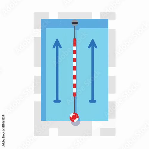 Minimalist swimming pool lane illustration with buoys, aquatic design