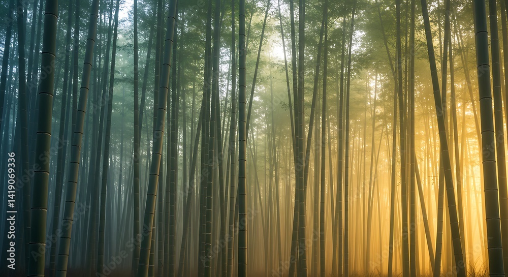 Fototapeta premium Bamboo Forest with Sunlight