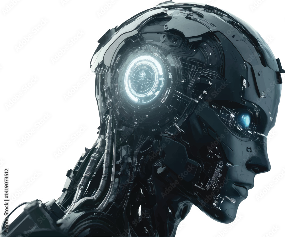 A futuristic humanoid robot, Future Intelligent Technology Robot isolated on a white background, A futuristic humanoid robot, Future Intelligent Technology Robot isolated on a white background,