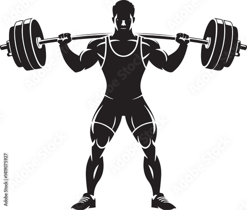 Powerful Weightlifter Silhouette in Action