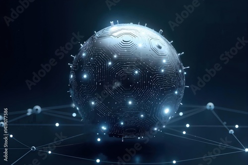 Futuristic Modern Sphere Background, High Tech Illustration Design