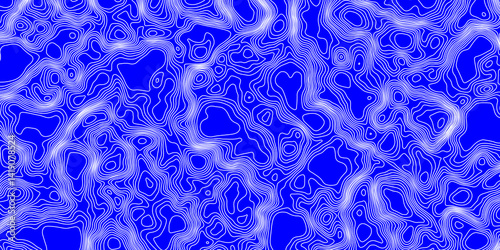 White line and blue back contour topographic and geography map grid abstract background, blue and white wavy topography map landscape geodesy mountain relief texture of curve lines background.