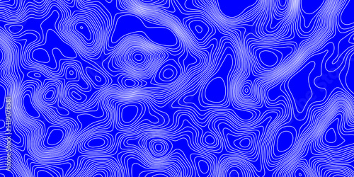 White line and blue back contour topographic and geography map grid abstract background, blue and white wavy topography map landscape geodesy mountain relief texture of curve lines background.