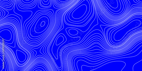White line and blue back contour topographic and geography map grid abstract background, blue and white wavy topography map landscape geodesy mountain relief texture of curve lines background.