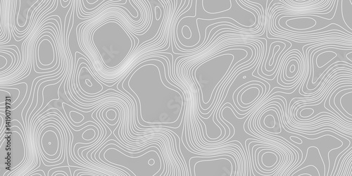 Topographic map and mountain landscape terrain texture grid abstract geometric smooth curve shape isolated on transparent background, white and grey topography pattern geographic relief lines.
