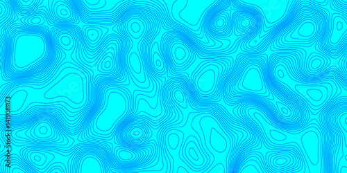 Abstract line wave geometric shape trendy modern topography background and texture, blue topographic linear cyan background for design decoration textured with curve cartography relief background.