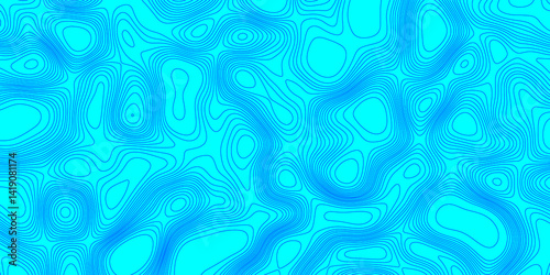 Abstract line wave geometric shape trendy modern topography background and texture, blue topographic linear cyan background for design decoration textured with curve cartography relief background.