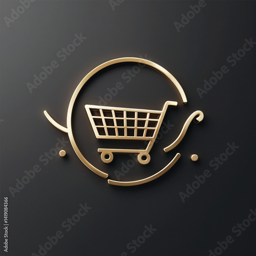 shopping cart icon on black background