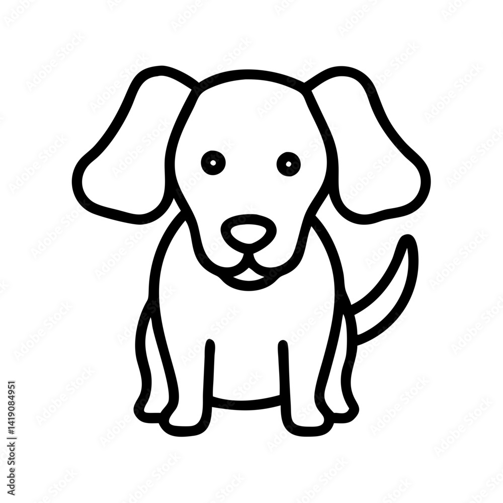 Naklejka premium Cute puppy dog drawing vector illustration for kids coloring pages and graphic design projects
