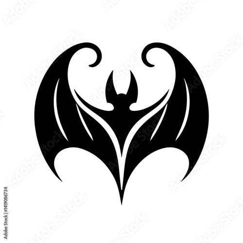 bat as a logo icon silhouette black and white vector illustration, isolated on background