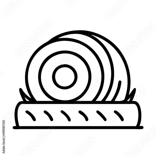 Outline hay bale vector illustration, agriculture and farming concept, hay bale icon, straw bale, farm 90