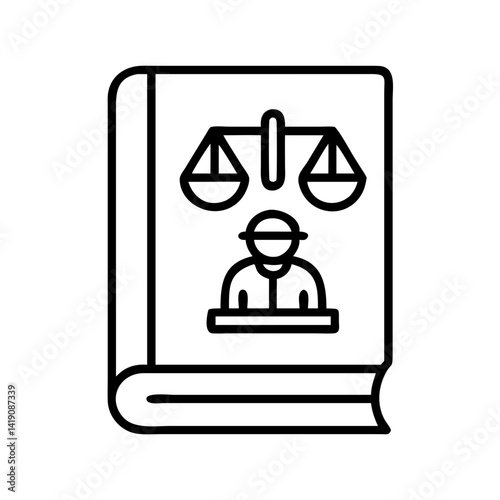 Law book justice scales lawyer icon for legal advice and attorney services representation