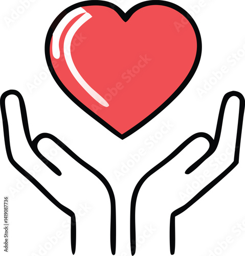 Woman's hands hold a red heart shape, a romantic symbol of love and careWoman's hands hold a red heart shape, a romantic symbol of love and care