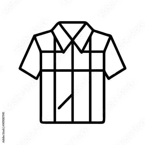 Vector line art of a short sleeve button down shirt for fashion design and apparel concepts
