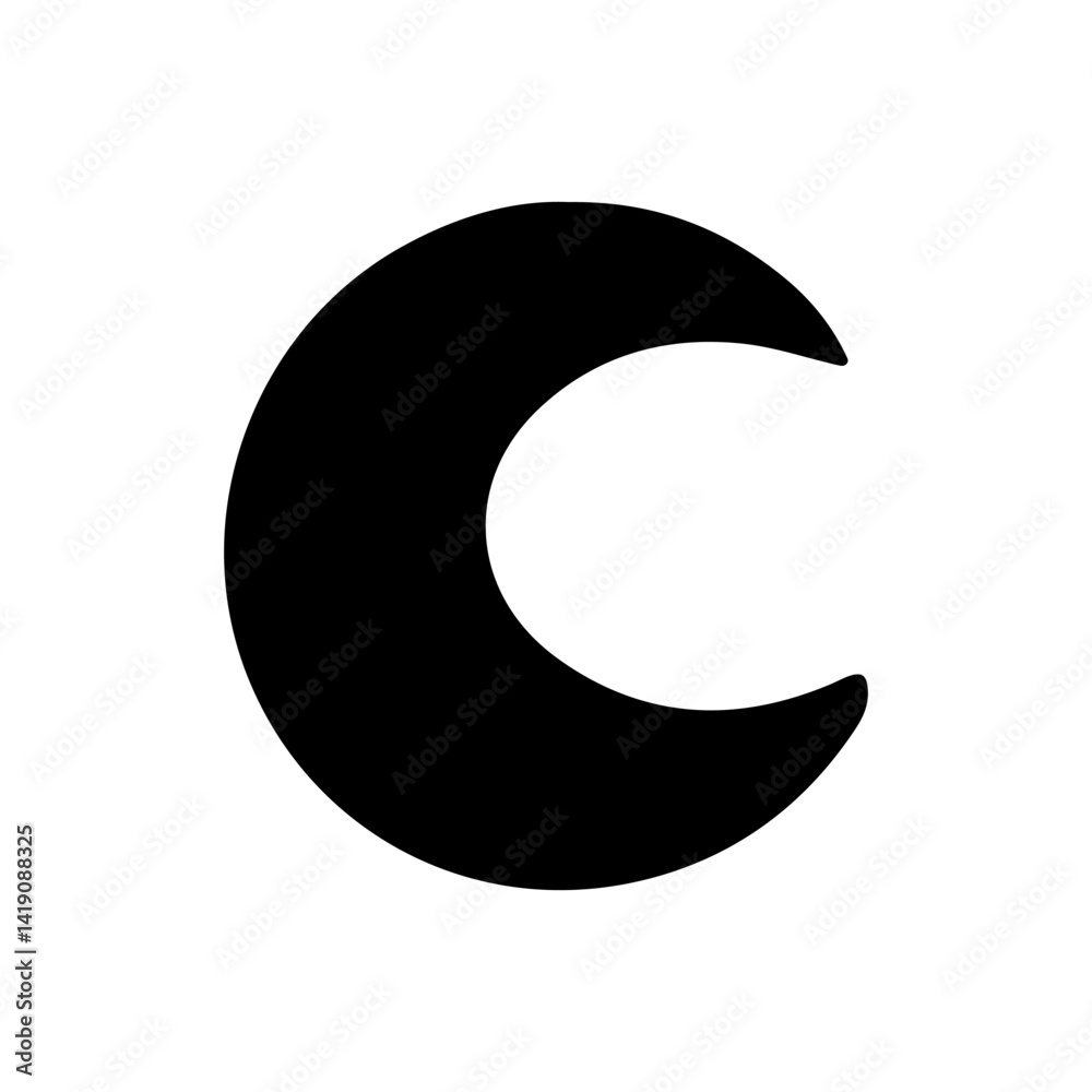 Moon hand draw icon vector. Crescent illustration sign. Night symbol or logo.