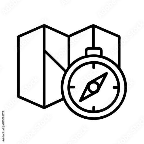 Map and compass icon vector illustration for travel adventure navigation and exploration guide