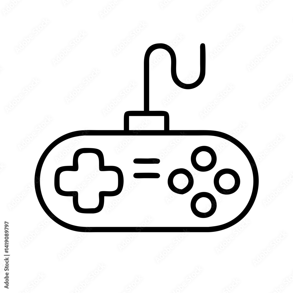 Retro wired game controller icon vector illustration for console gaming and entertainment design Retro wired game controller icon vector illustration for console gaming and entertainment design