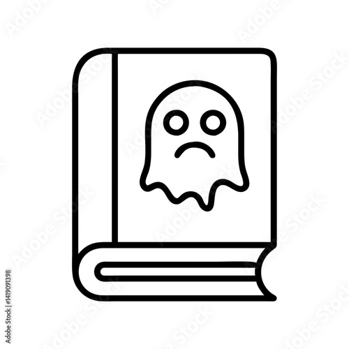 Spooky ghost story book illustration for halloween season and scary tales and paranormal reading