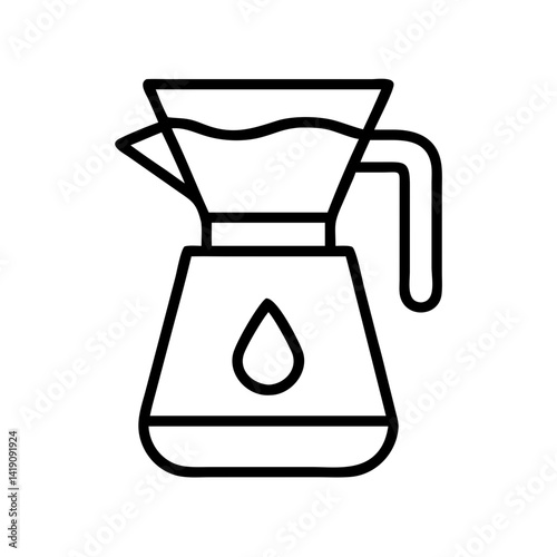 Pour over coffee maker icon vector illustration coffee brewing equipment drip coffee method design