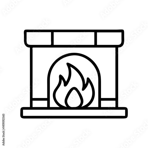 Fireplace icon vector illustration, home interior fireplace, modern fireplace, cozy fireplace design