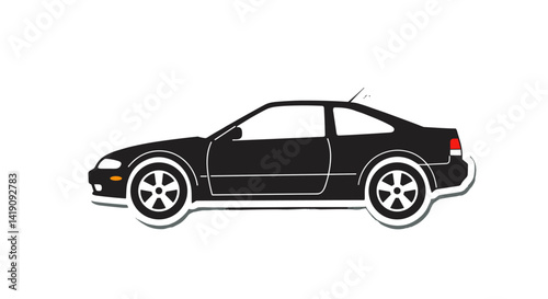 Black silhouette sticker illustration of a modern sports coupe car side profile design 