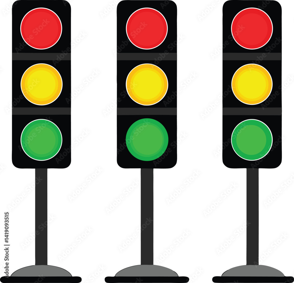 Red traffic light sign signals stop on the isolated road