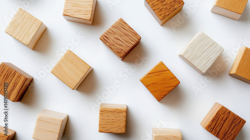Square wooden block on white background.