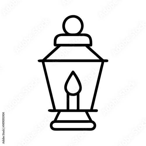 Vector illustration of a vintage lantern lamp icon candlelight design for graphic assets
