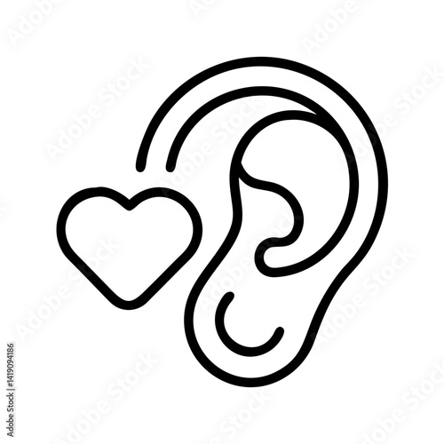 Ear love hearing health care listen sound listen carefully audiology ear anatomy ear icon design