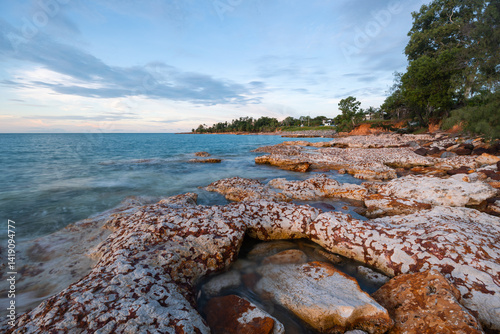 Sunset seascape view at Nightcliff Beach, Darwin, Australia.