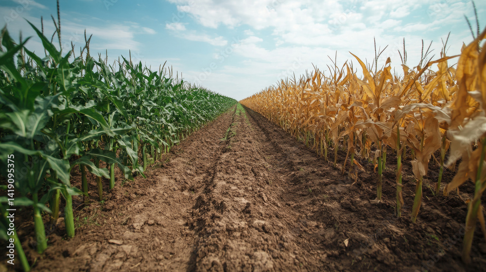 Fototapeta premium Contrasting Corn field image