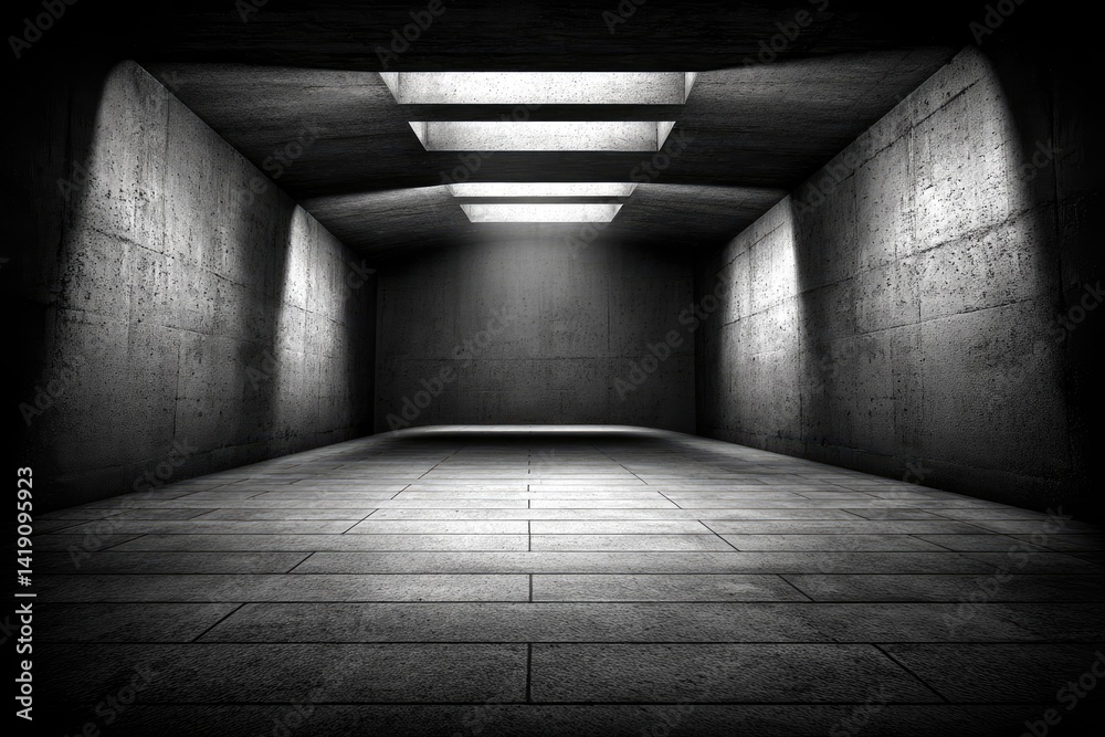 Empty concrete room with light Empty concrete room with light