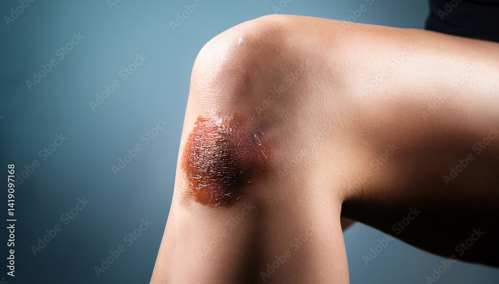 Fototapeta premium 003-065-036-Bruised knee with scrapes. 71132