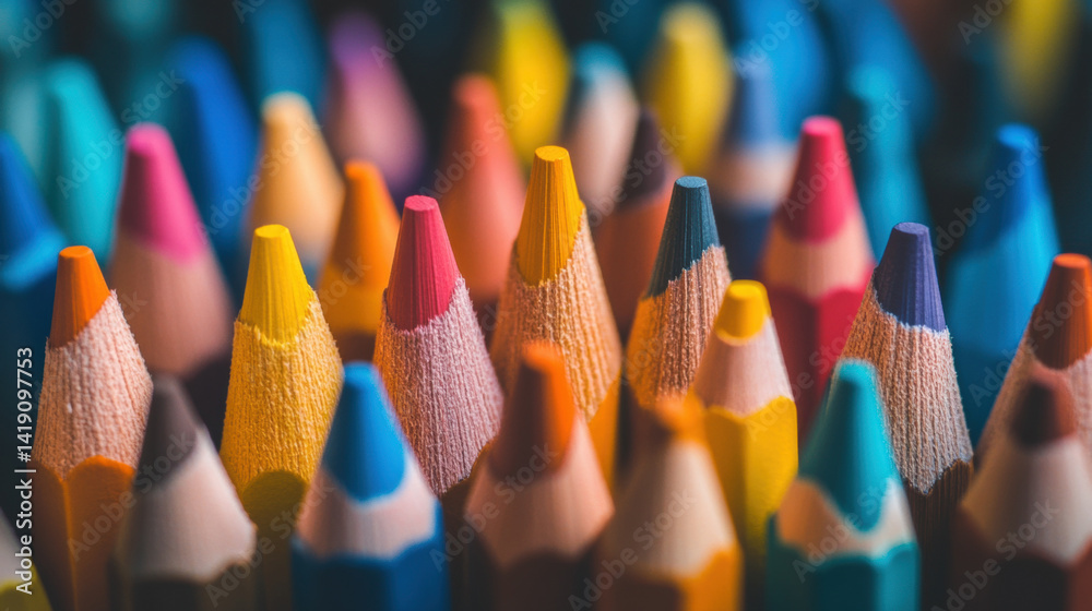 custom made wallpaper toronto digitalMany multicolored sharp wooden pencils closeup background