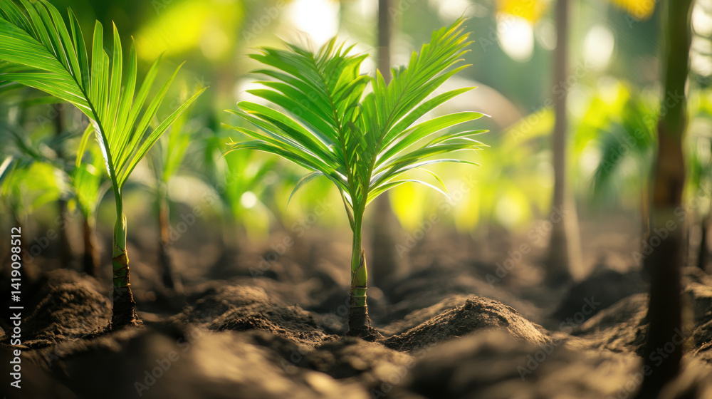 custom made wallpaper toronto digitalYoung coconut tree seed germination green leave. Sprout of coconut tree. Agriculture concept.