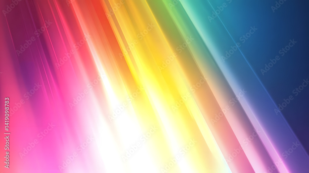 Obraz premium Vibrant rainbow rays blending seamlessly into a harmonious spectrum of colors, creating an uplifting and dynamic atmosphere.