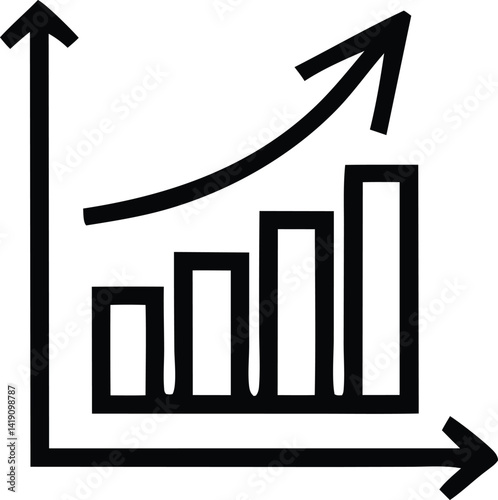 A red arrow pierces a 3D business graph, visually representing financial growth and market success