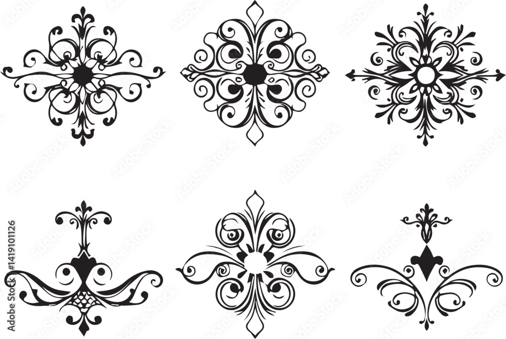 A set of elements, symbols, ornaments, mandalas. Hand drawn vector illustration A set of elements, symbols, ornaments, mandalas. Hand drawn vector illustration
