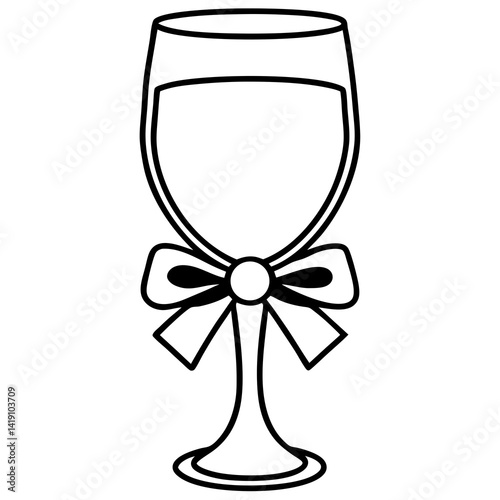 Glass of champagne with ribbon