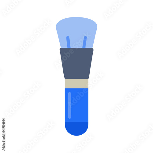Blue makeup brush icon on black background, flat style