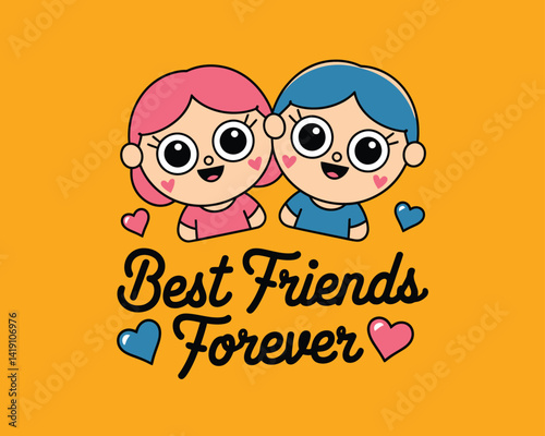 2d vector illustration card happy celebration day best friend forever design printable with lettering and design element 
