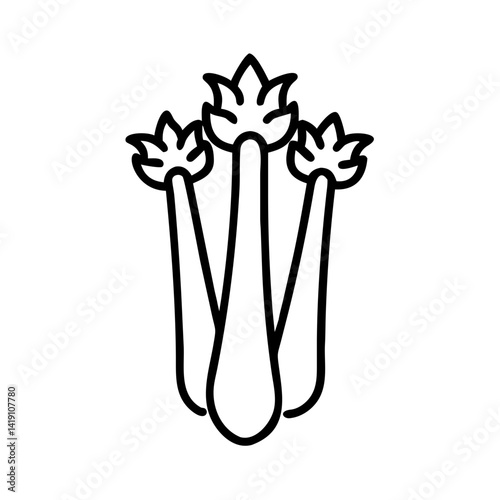 Celery stalks vector illustration, fresh celery sticks outline drawing, vegetable clip art, food icon