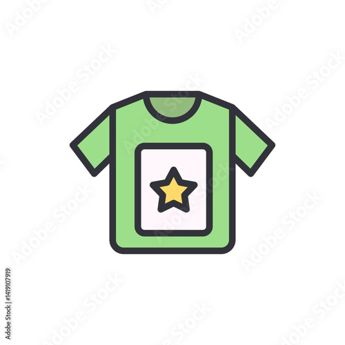T-shirt merchandise colored icons, minimalist vector illustration ,simple transparent graphic element .Isolated on white background