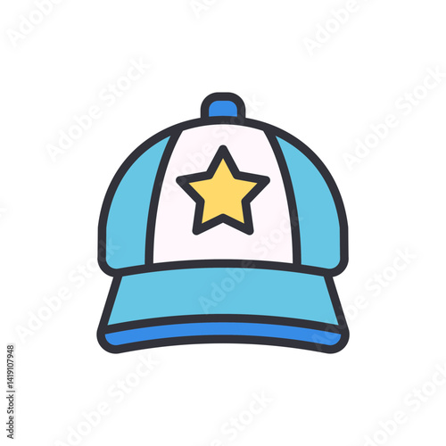 Hat merchandise colored icons, minimalist vector illustration ,simple transparent graphic element .Isolated on white background