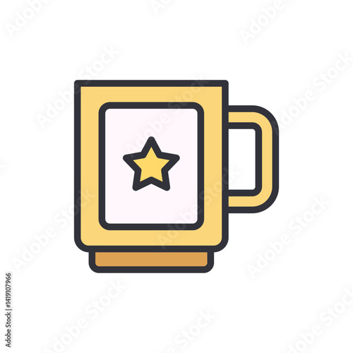 Mug merchandise colored icons, minimalist vector illustration ,simple transparent graphic element .Isolated on white background